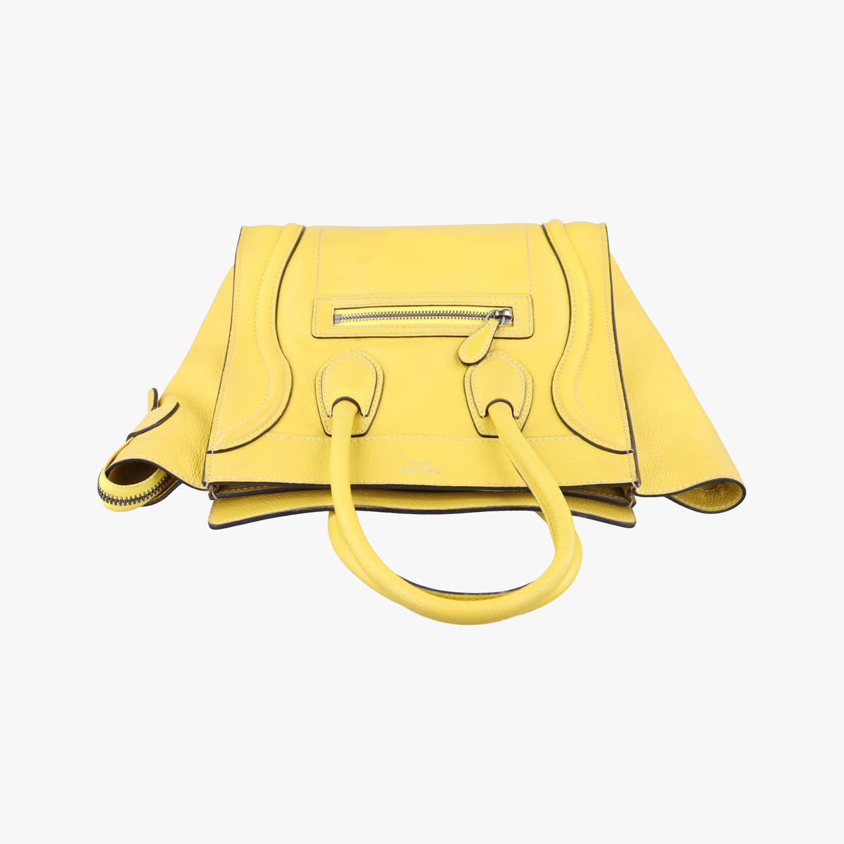 Pre-owned Celine Luggage Micro shopper Yellow Leather  handbag | stylenewstar