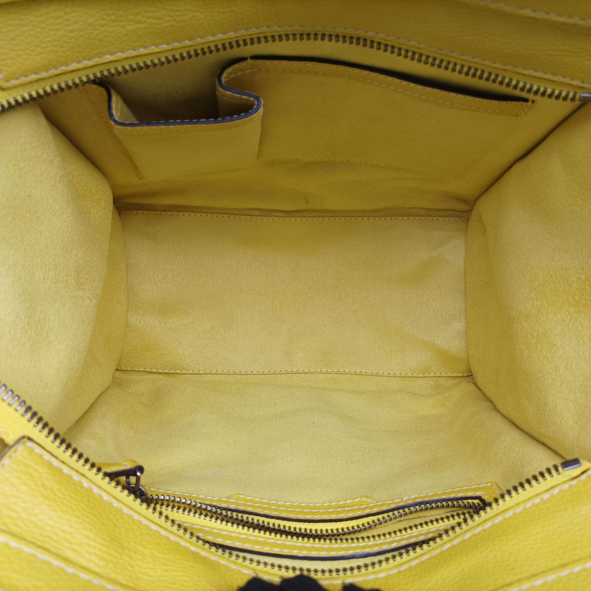 Pre-owned Celine Luggage Micro shopper Yellow Leather  handbag | stylenewstar