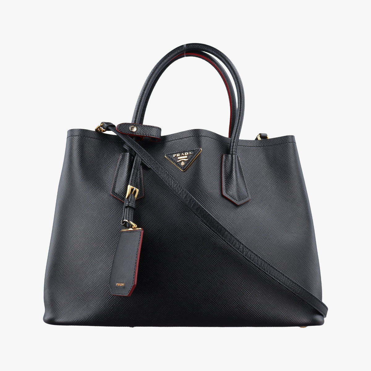 Pre-owned Prada Double Black Saffiano leather 1BG756 shoulderbag | stylenewstar
