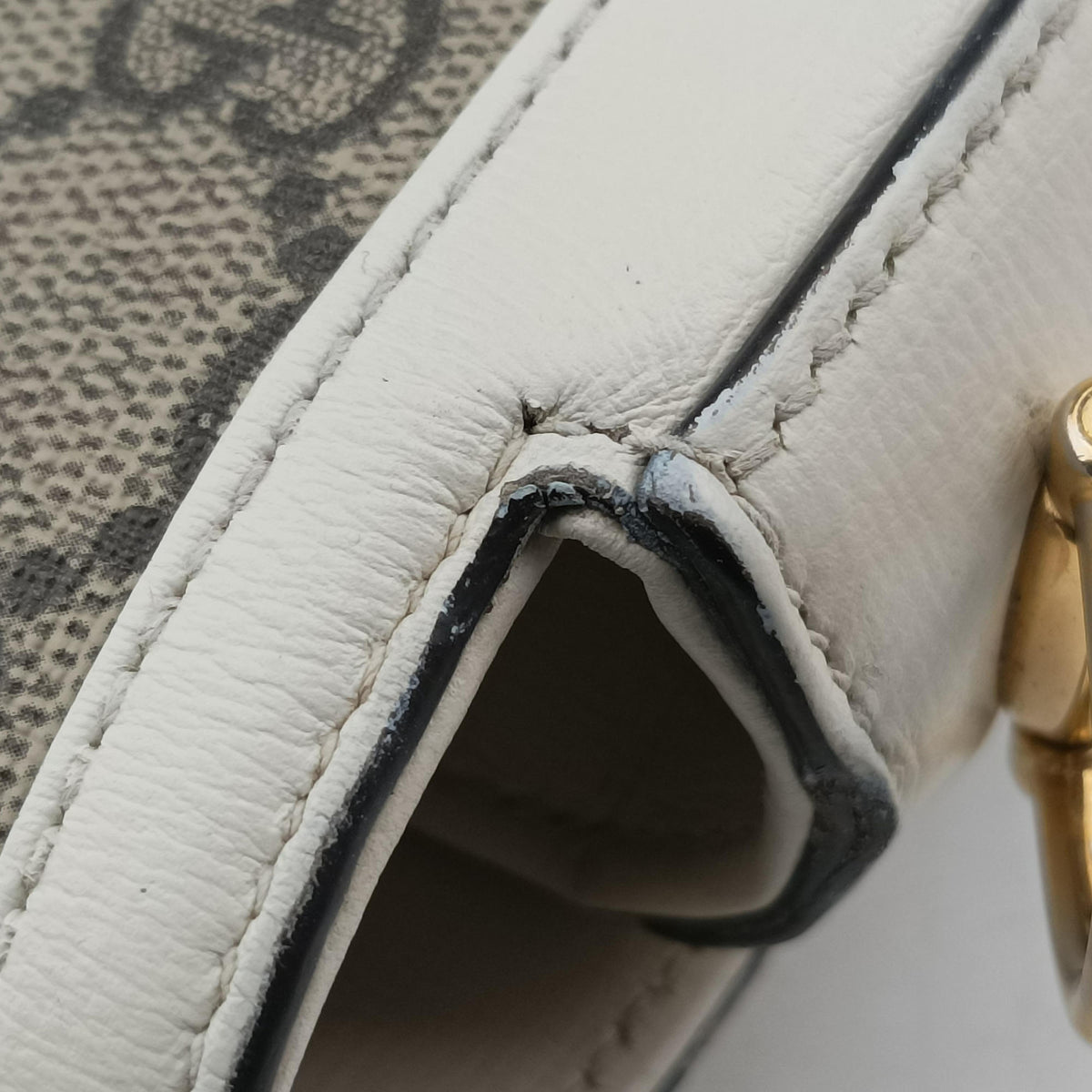 Secondhand Gucci Horsebit 1955 Beige x White PVC coated canvas×Leather 658574 shoulderbag | stylenewstar