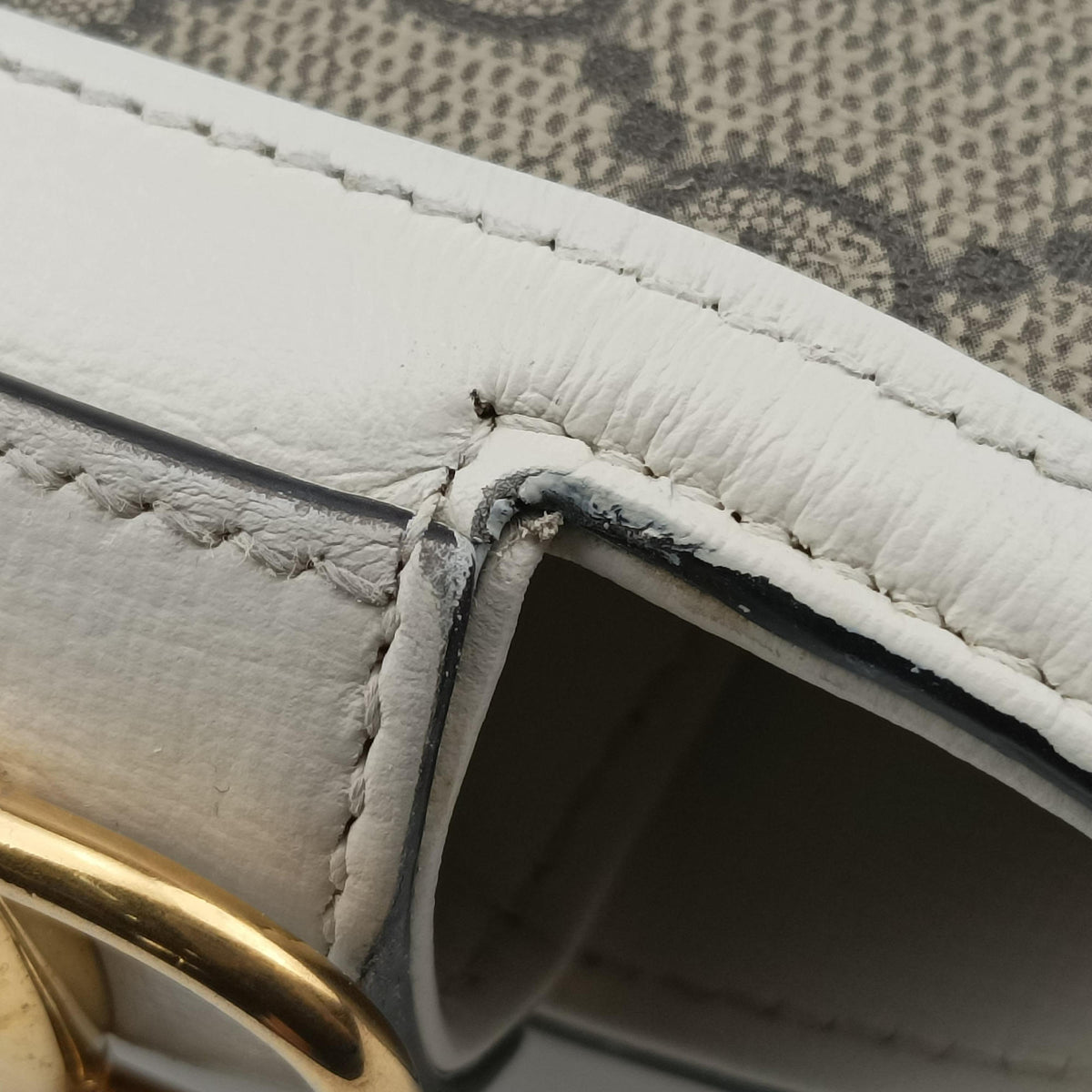 Secondhand Gucci Horsebit 1955 Beige x White PVC coated canvas×Leather 658574 shoulderbag | stylenewstar