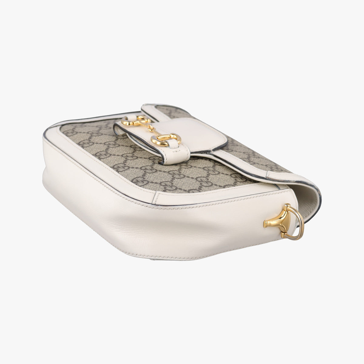 Secondhand Gucci Horsebit 1955 Beige x White PVC coated canvas×Leather 658574 shoulderbag | stylenewstar