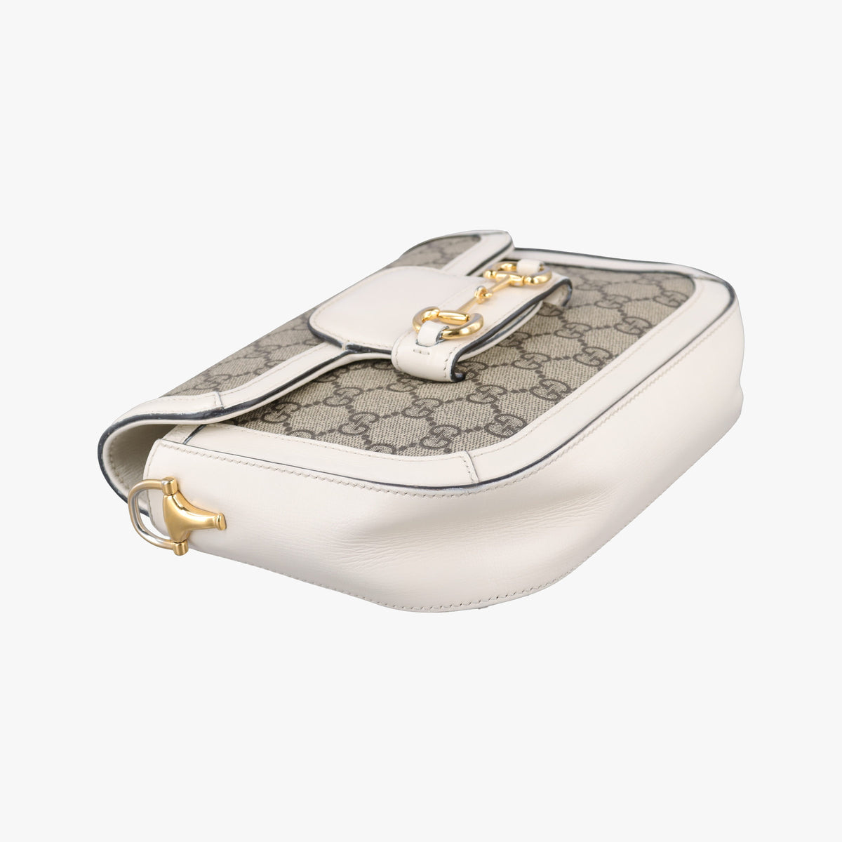 Secondhand Gucci Horsebit 1955 Beige x White PVC coated canvas×Leather 658574 shoulderbag | stylenewstar