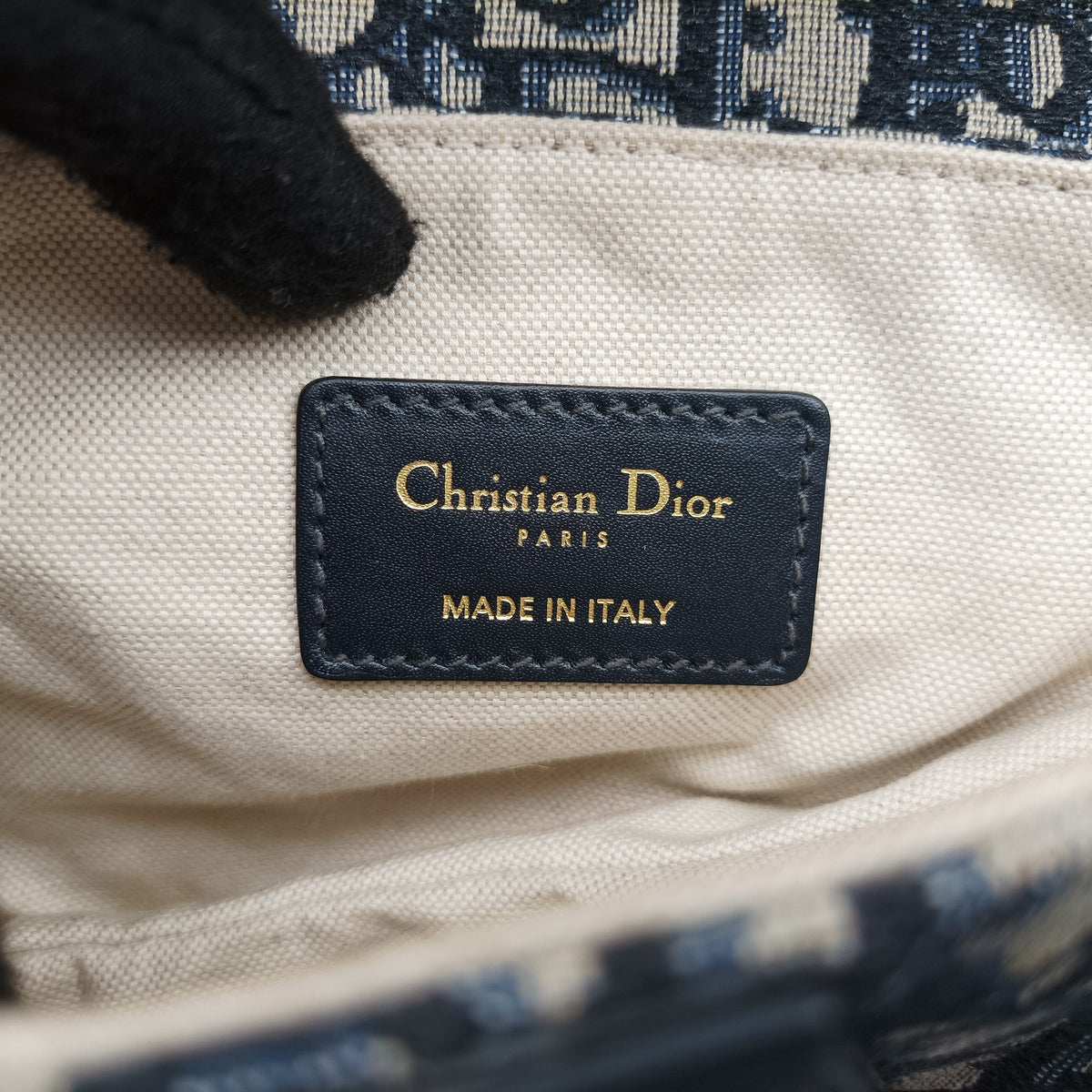 Pre-owned Christian Dior Saddle Navy Jacquard × Leather  handbag | stylenewstar