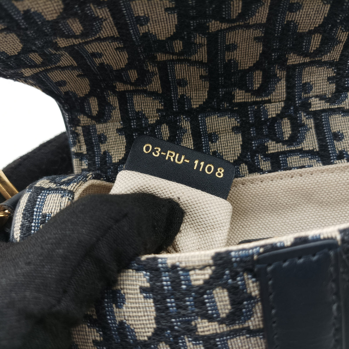 Pre-owned Christian Dior Saddle Navy Jacquard × Leather  handbag | stylenewstar