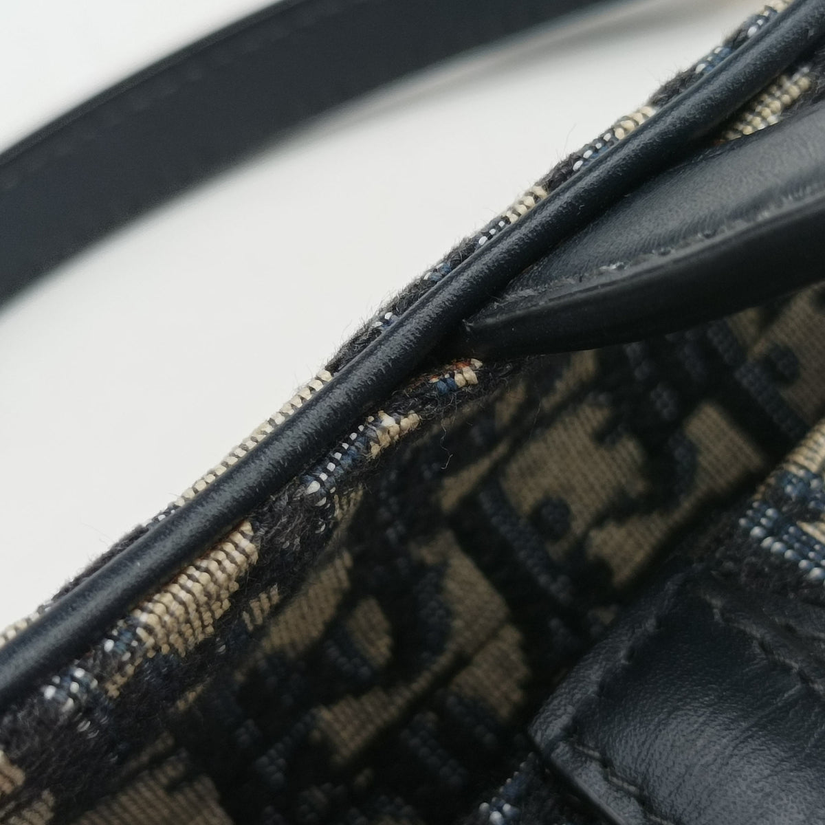 Pre-owned Christian Dior Saddle Navy Jacquard × Leather  handbag | stylenewstar