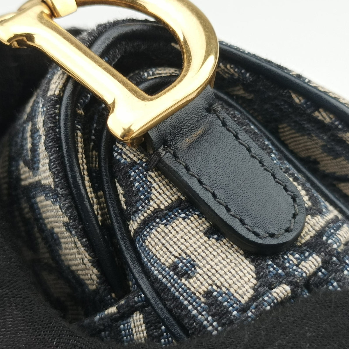 Pre-owned Christian Dior Saddle Navy Jacquard × Leather  handbag | stylenewstar