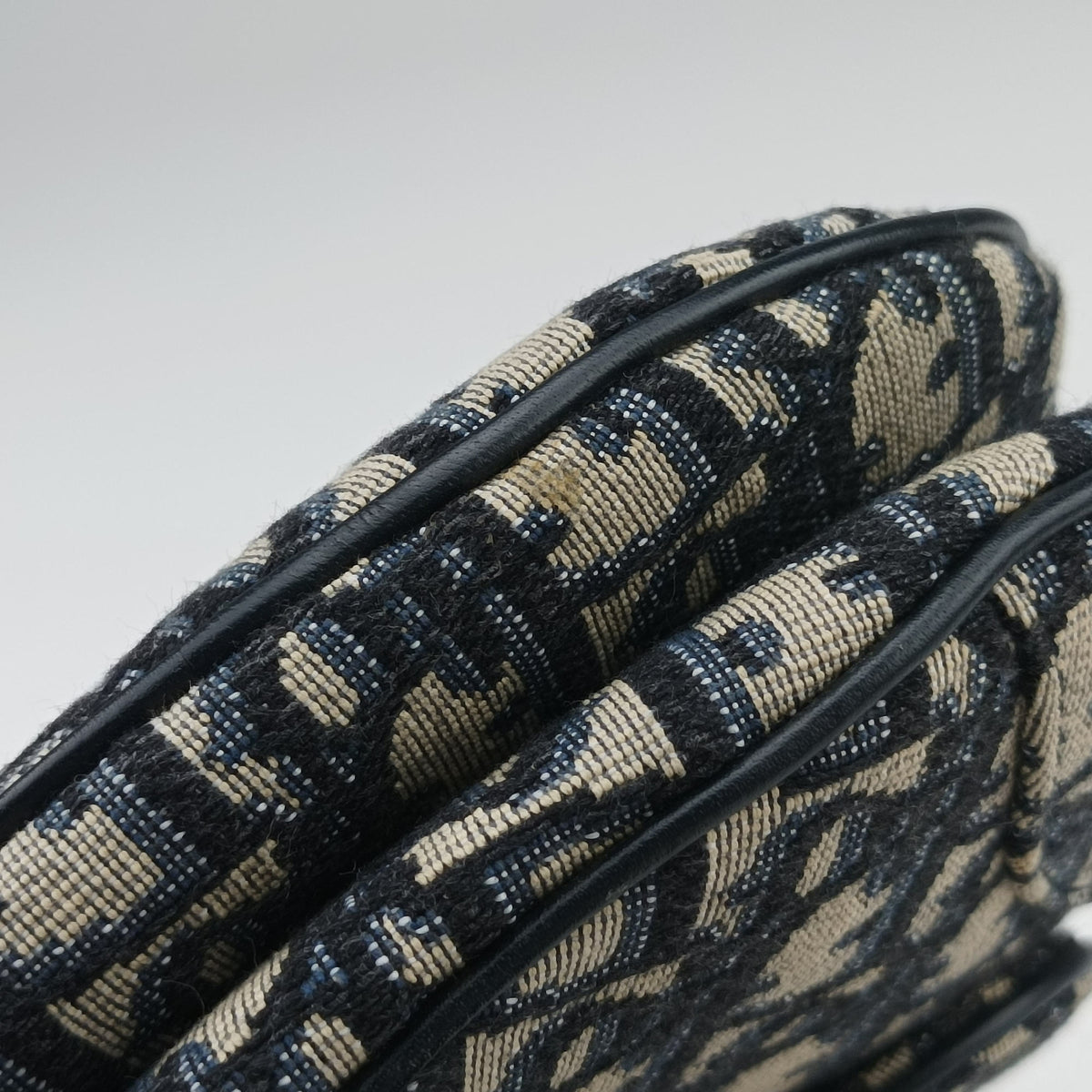 Pre-owned Christian Dior Saddle Navy Jacquard × Leather  handbag | stylenewstar