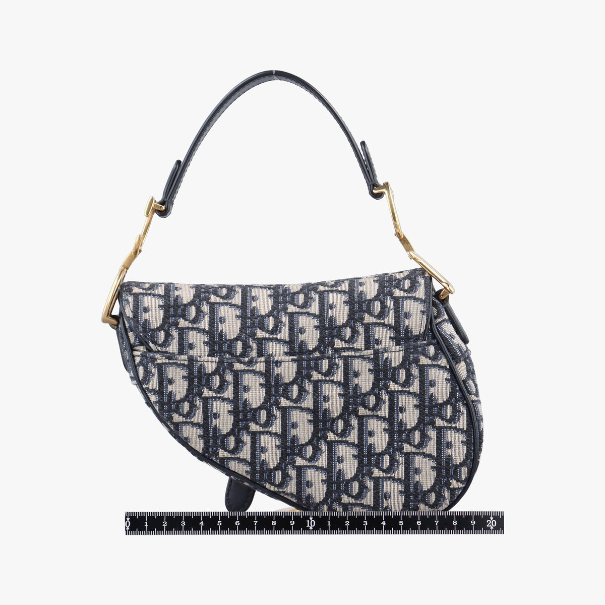 Pre-owned Christian Dior Saddle Navy Jacquard × Leather  handbag | stylenewstar