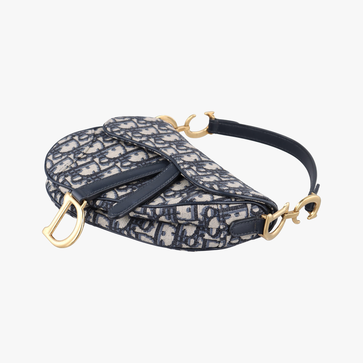Pre-owned Christian Dior Saddle Navy Jacquard × Leather  handbag | stylenewstar