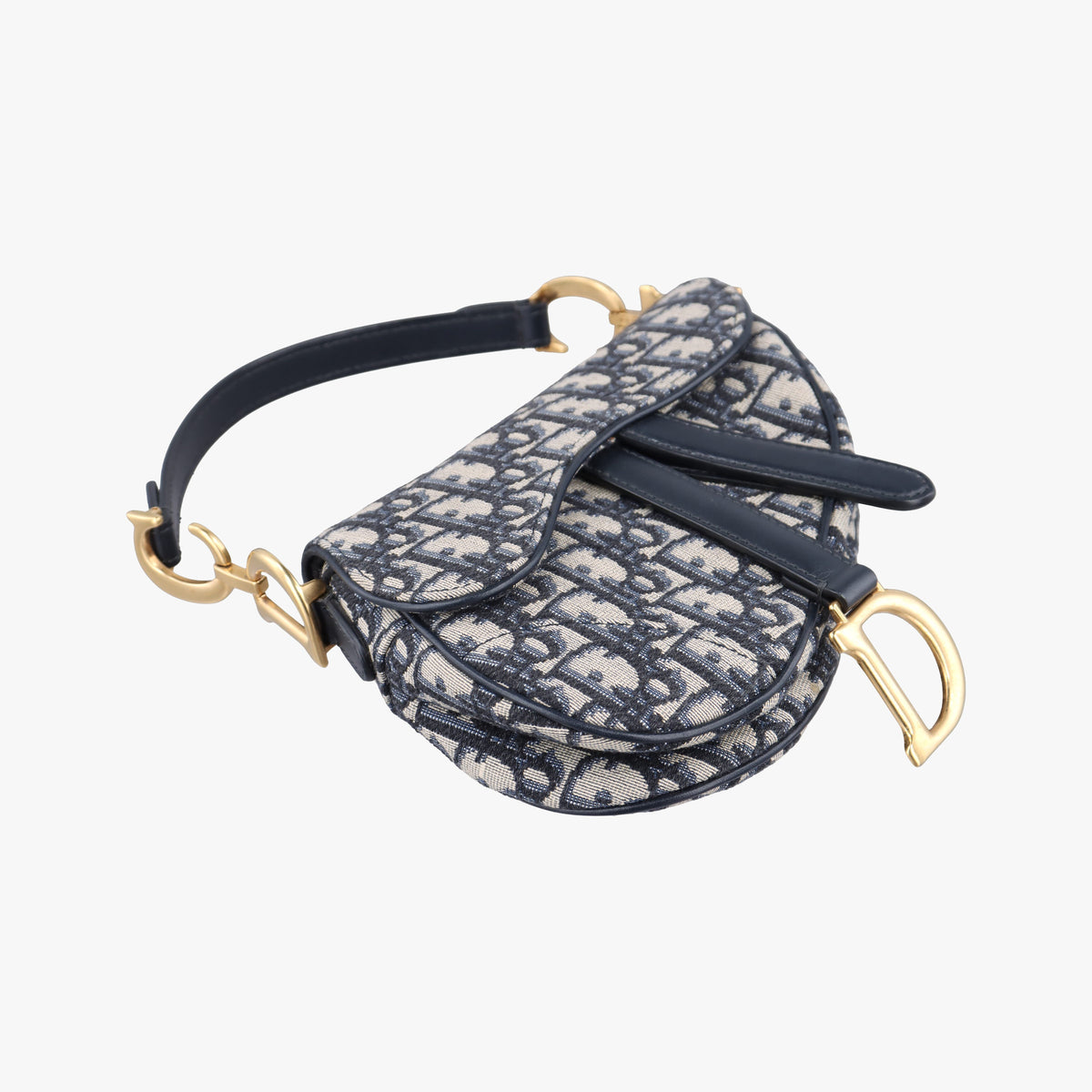 Pre-owned Christian Dior Saddle Navy Jacquard × Leather  handbag | stylenewstar