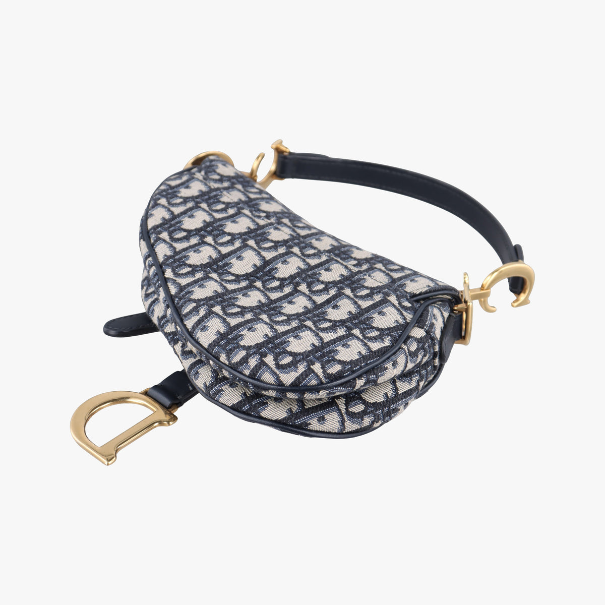 Pre-owned Christian Dior Saddle Navy Jacquard × Leather  handbag | stylenewstar