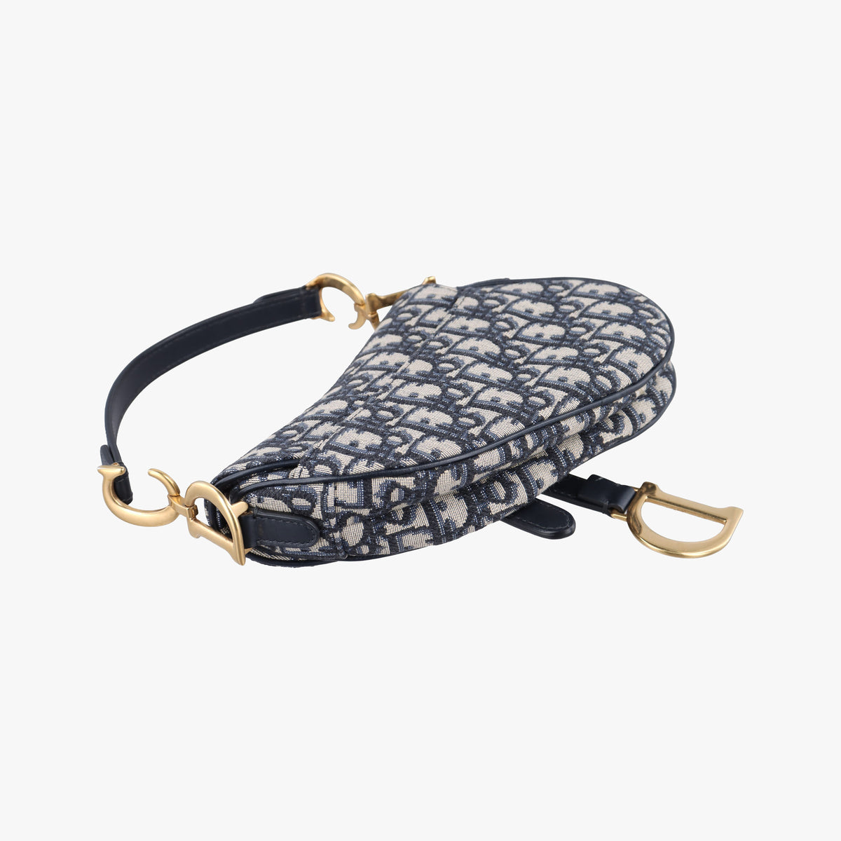 Pre-owned Christian Dior Saddle Navy Jacquard × Leather  handbag | stylenewstar