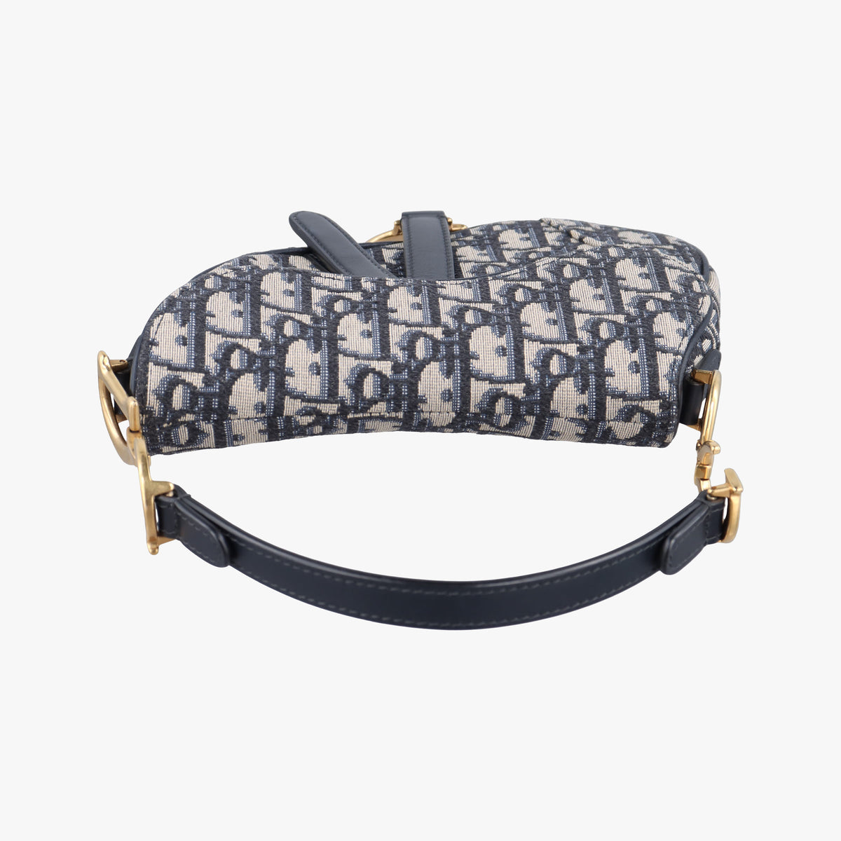 Pre-owned Christian Dior Saddle Navy Jacquard × Leather  handbag | stylenewstar