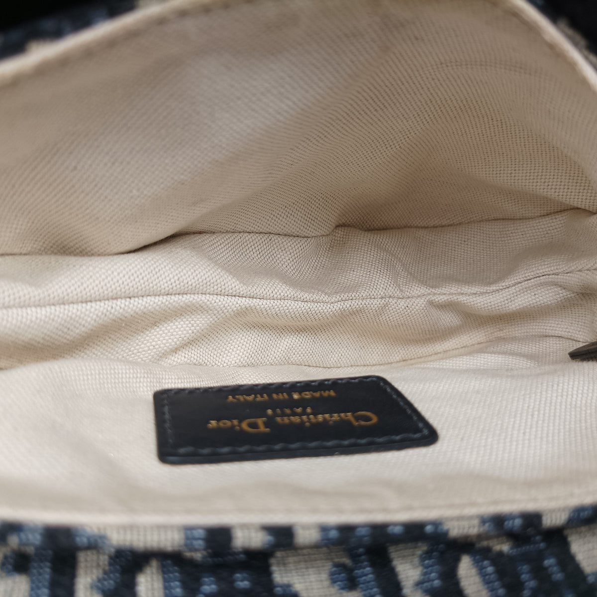 Pre-owned Christian Dior Saddle Navy Jacquard × Leather  handbag | stylenewstar