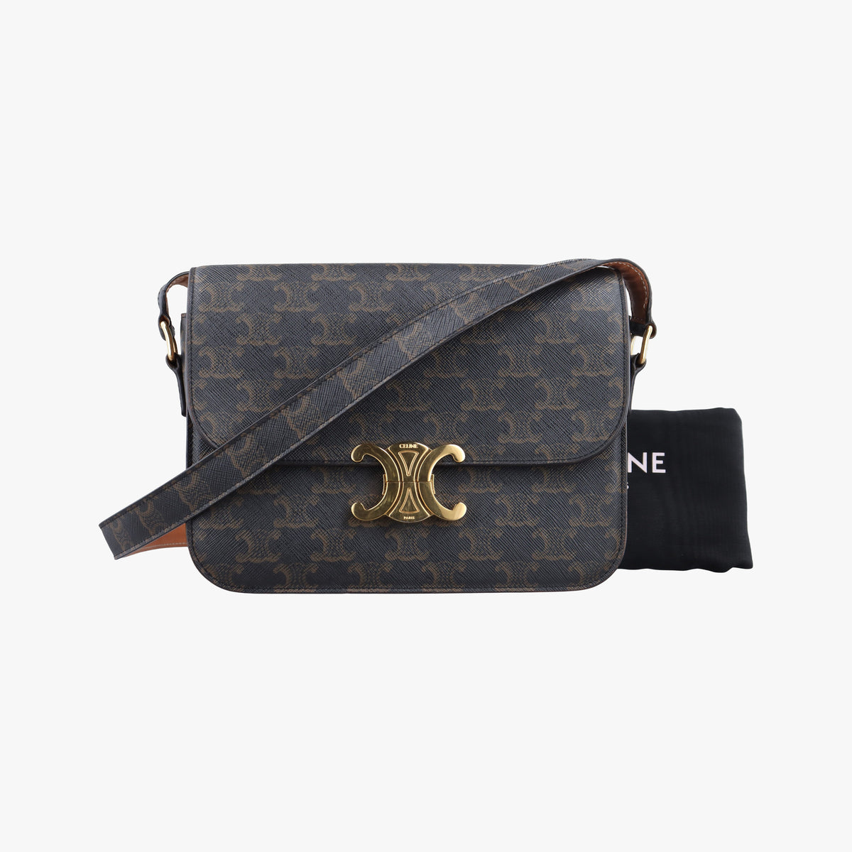 Pre-owned Celine TRIOMPHE Brown PVC coated canvas  shoulderbag | stylenewstar