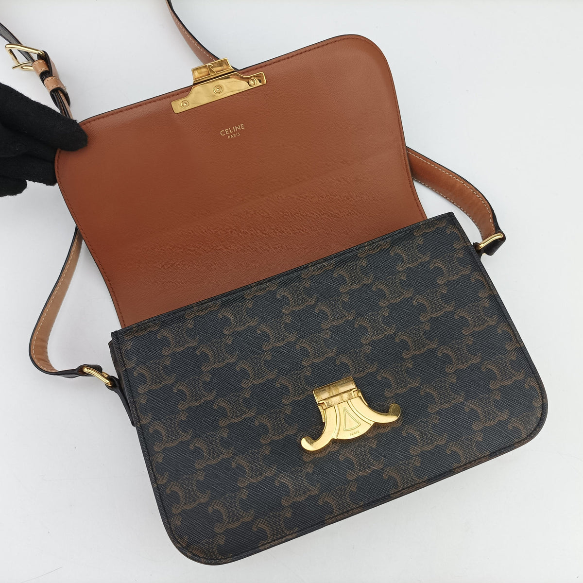 Pre-owned Celine TRIOMPHE Brown PVC coated canvas  shoulderbag | stylenewstar