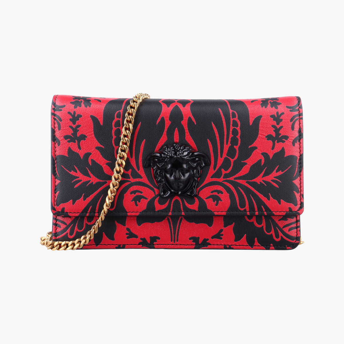 Pre-owned VERSACE Medusa Red×black Leather  shoulderbag | stylenewstar