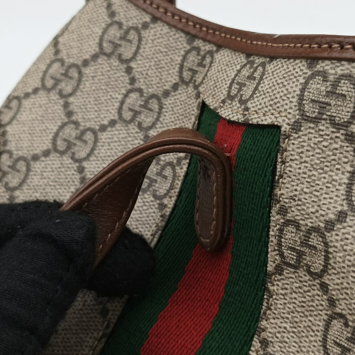 Pre-owned Gucci Jackie 1961 GG Supreme brown x beige PVC coated canvas×Leather 637092 handbag | stylenewstar