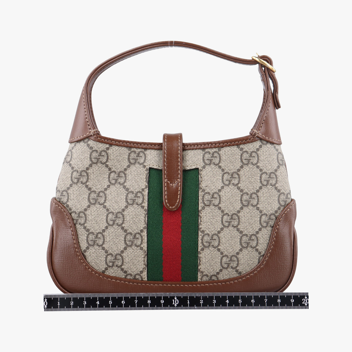 Pre-owned Gucci Jackie 1961 GG Supreme brown x beige PVC coated canvas×Leather 637092 handbag | stylenewstar
