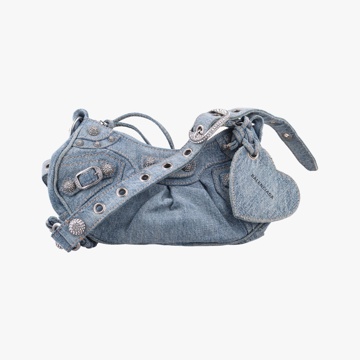 Pre-owned Balenciaga Le Cagole Blue denim  shoulderbag | stylenewstar