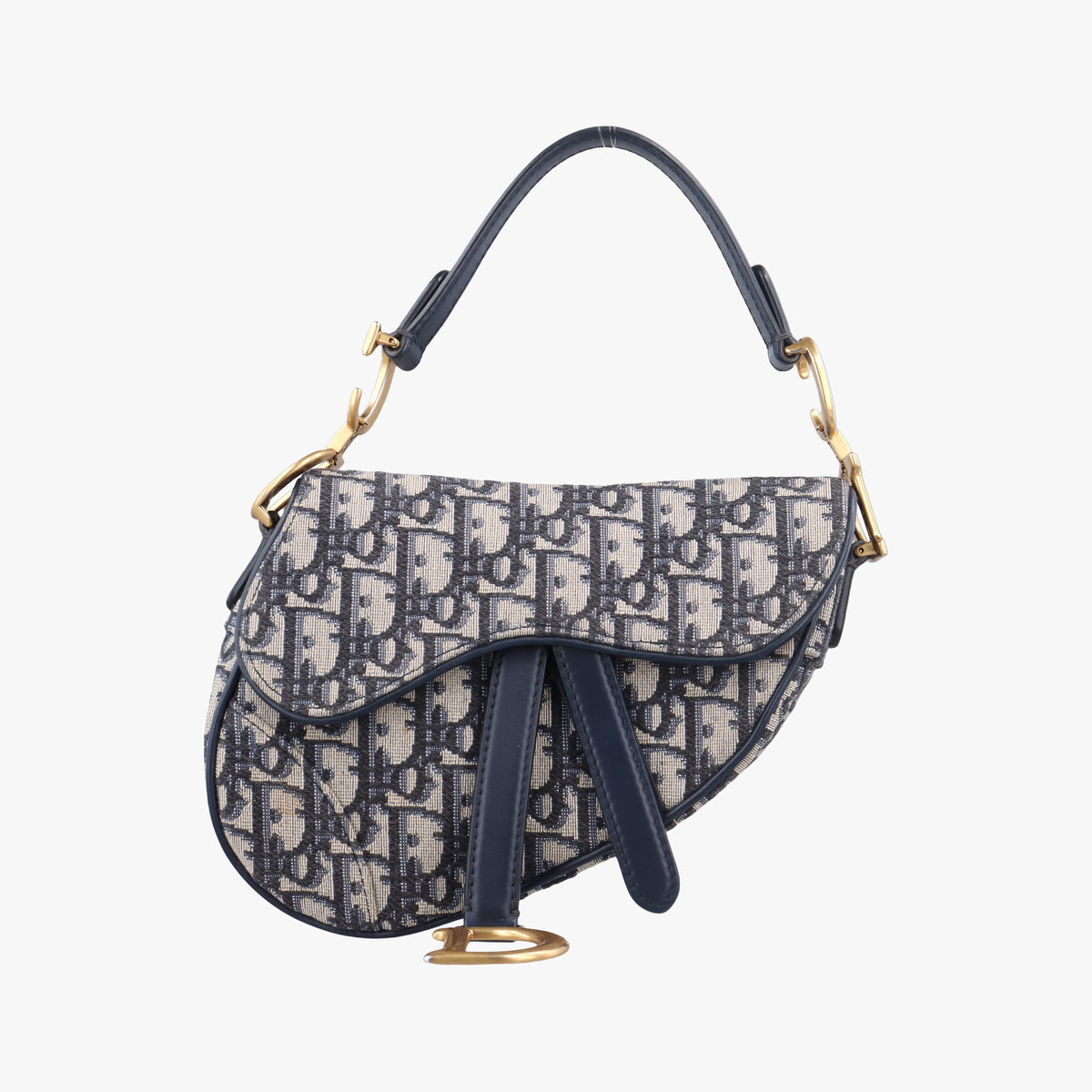 Pre-owned Christian Dior Saddle Navy Jacquard × Leather  handbag | stylenewstar