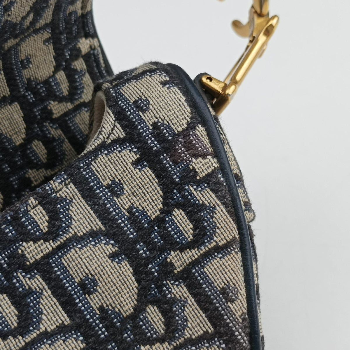 Pre-owned Christian Dior Saddle Navy Jacquard × Leather  handbag | stylenewstar