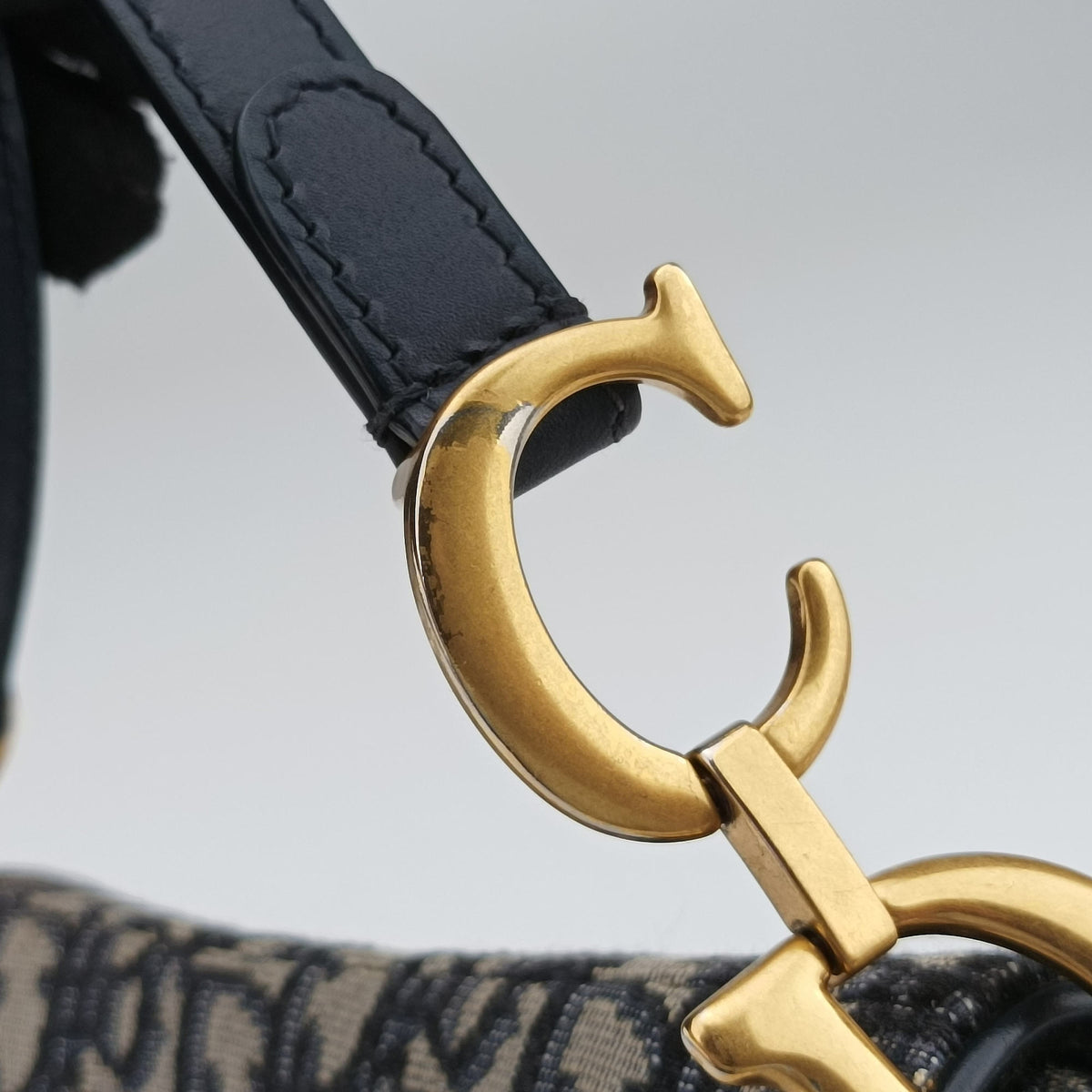 Pre-owned Christian Dior Saddle Navy Jacquard × Leather  handbag | stylenewstar
