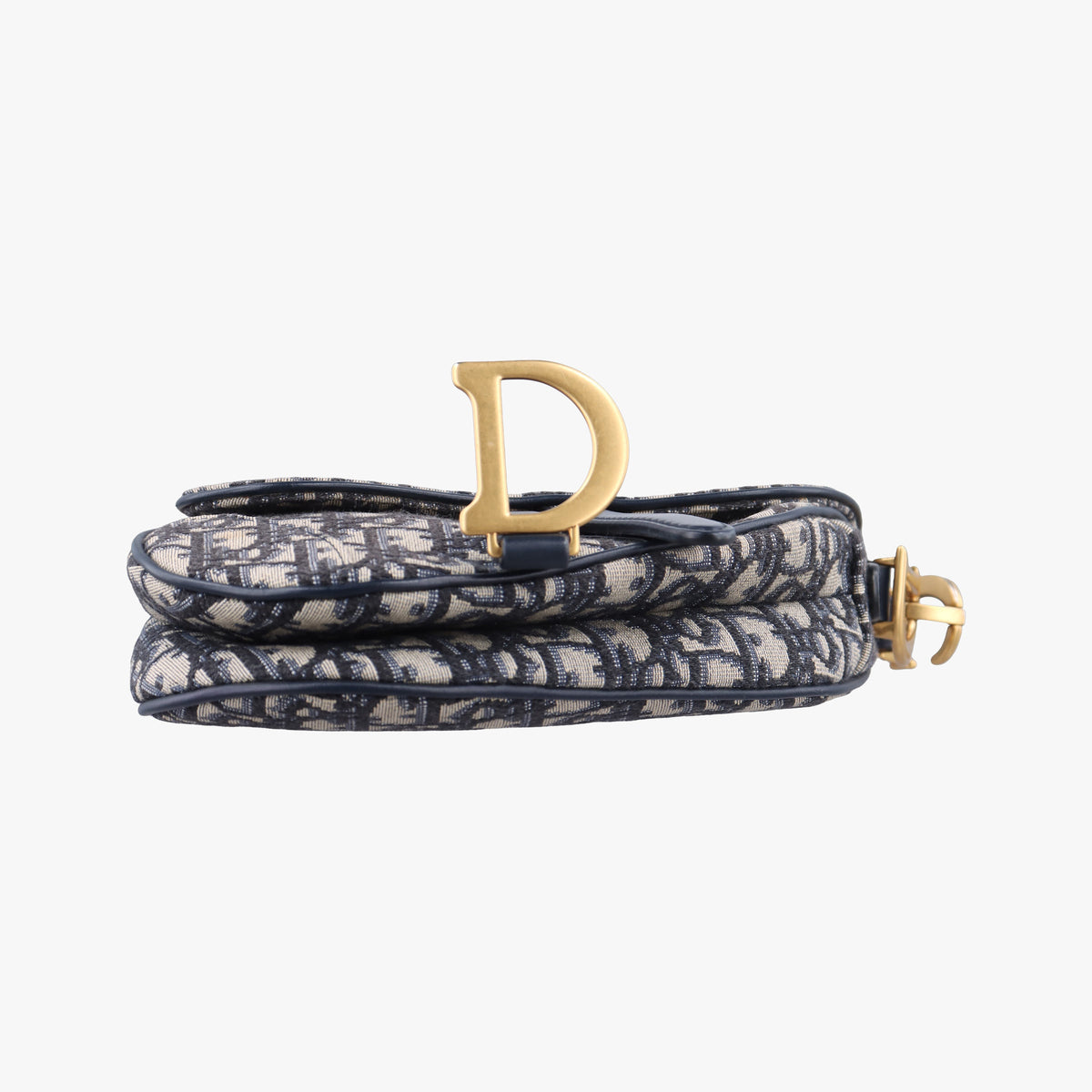 Pre-owned Christian Dior Saddle Navy Jacquard × Leather  handbag | stylenewstar