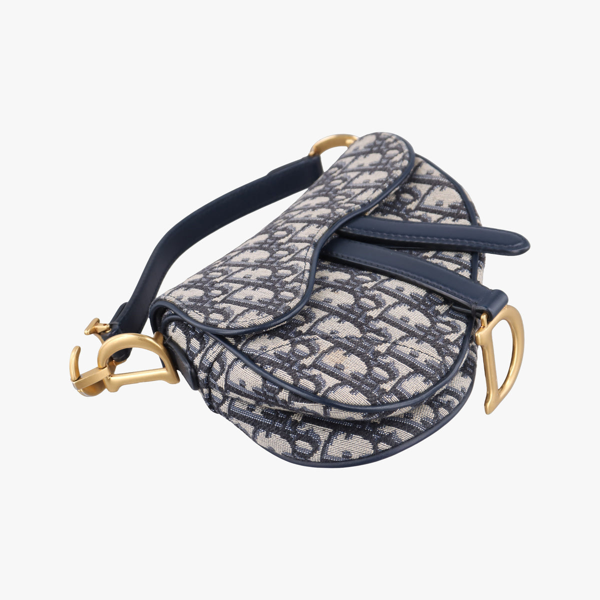 Pre-owned Christian Dior Saddle Navy Jacquard × Leather  handbag | stylenewstar