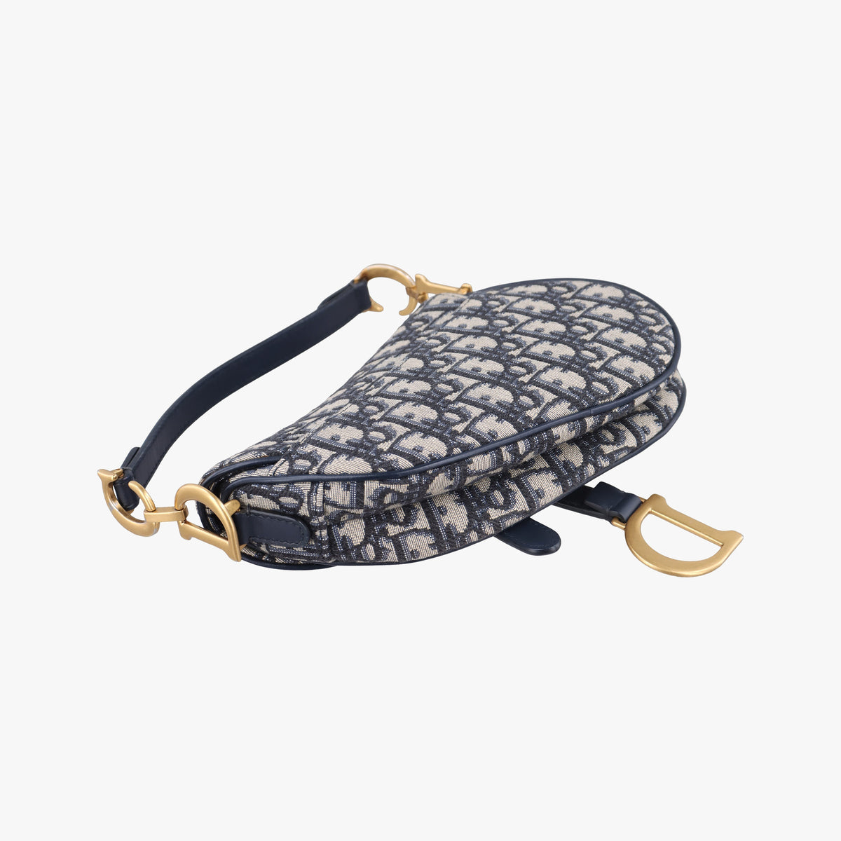 Pre-owned Christian Dior Saddle Navy Jacquard × Leather  handbag | stylenewstar