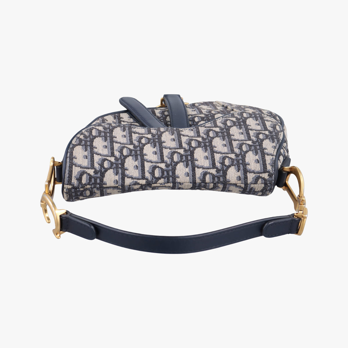 Pre-owned Christian Dior Saddle Navy Jacquard × Leather  handbag | stylenewstar