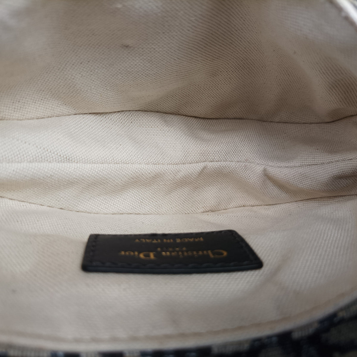 Pre-owned Christian Dior Saddle Navy Jacquard × Leather  handbag | stylenewstar