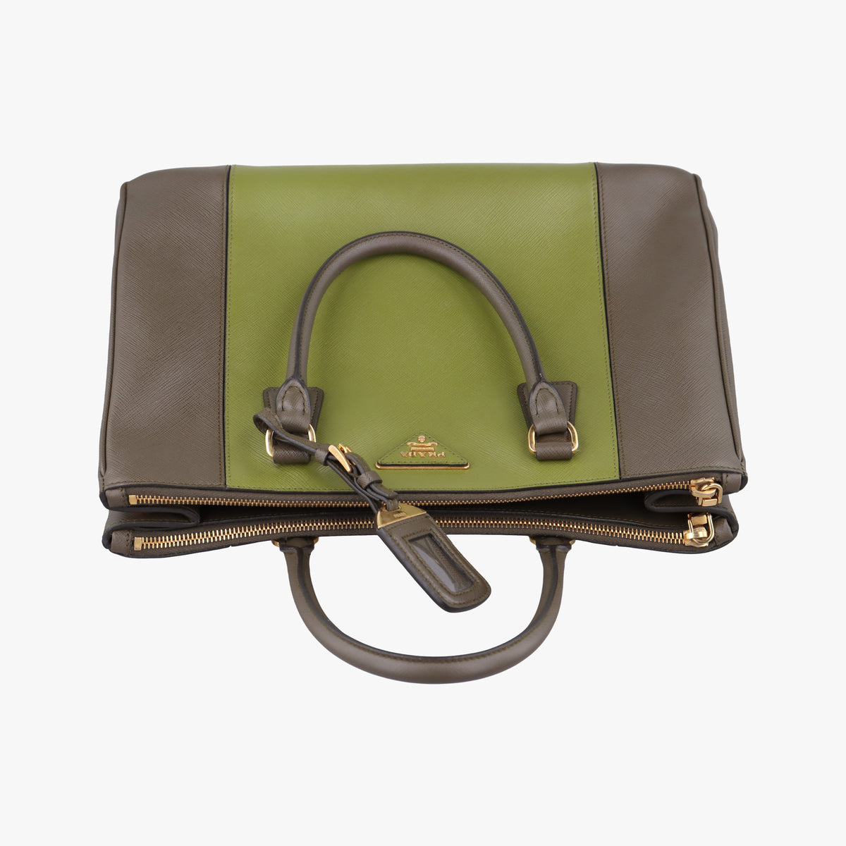 Pre-owned Prada Galleria Green SAFFIANO Leather B2274C handbag | stylenewstar