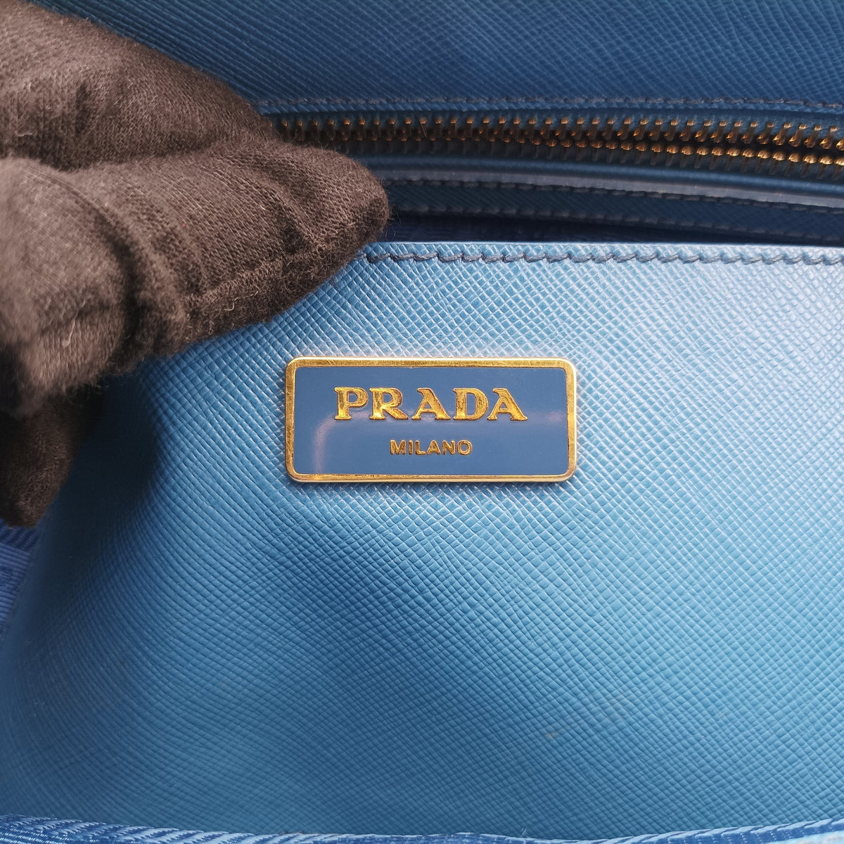 Pre-owned Prada Galleria Blue SAFFIANO Leather BN1786 shoulderbag | stylenewstar