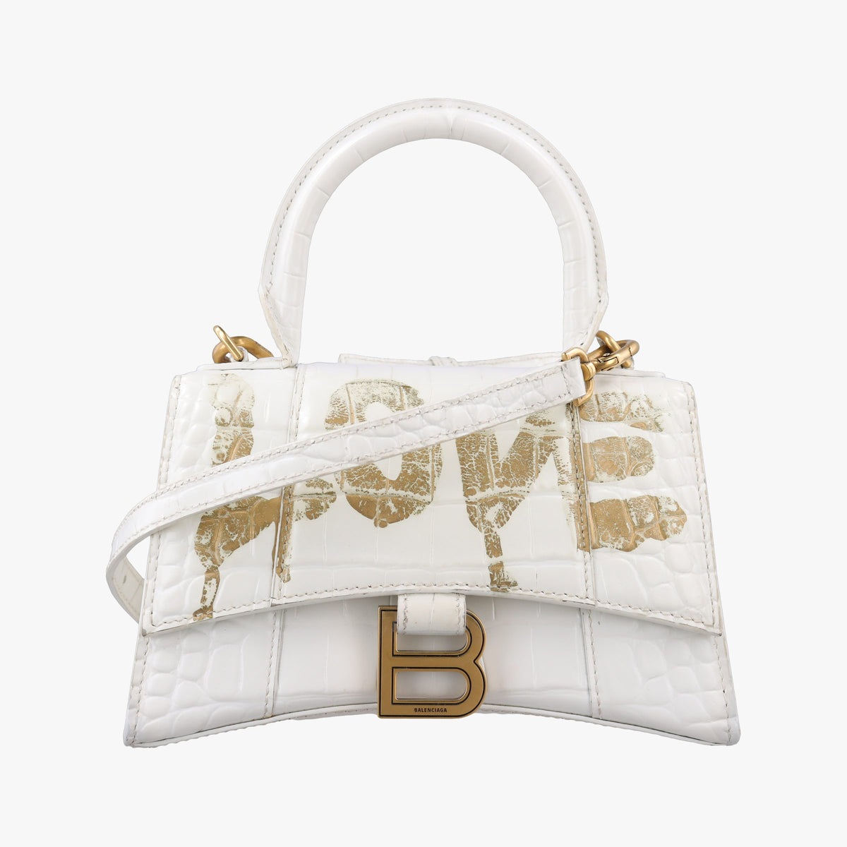 Secondhand Balenciaga Hourglass White Leather  shoulderbag | stylenewstar