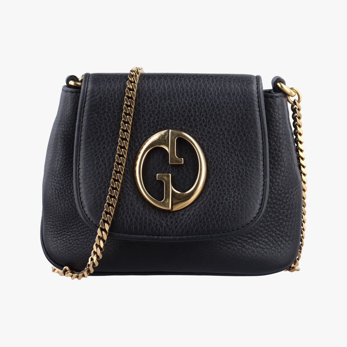 Pre-owned Gucci 1973 Double G Black Leather 251821 shoulderbag | stylenewstar
