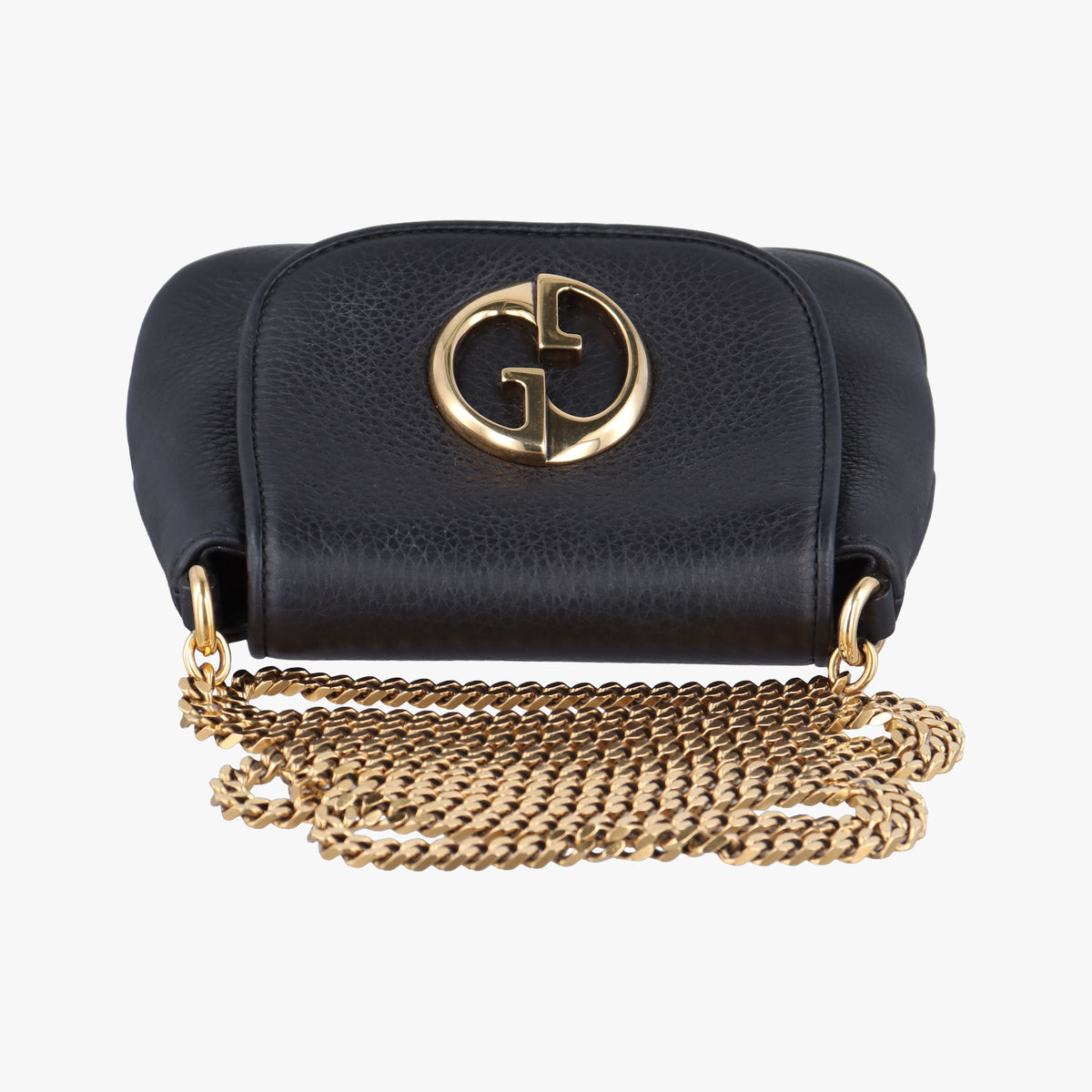 Pre-owned Gucci 1973 Double G Black Leather 251821 shoulderbag | stylenewstar
