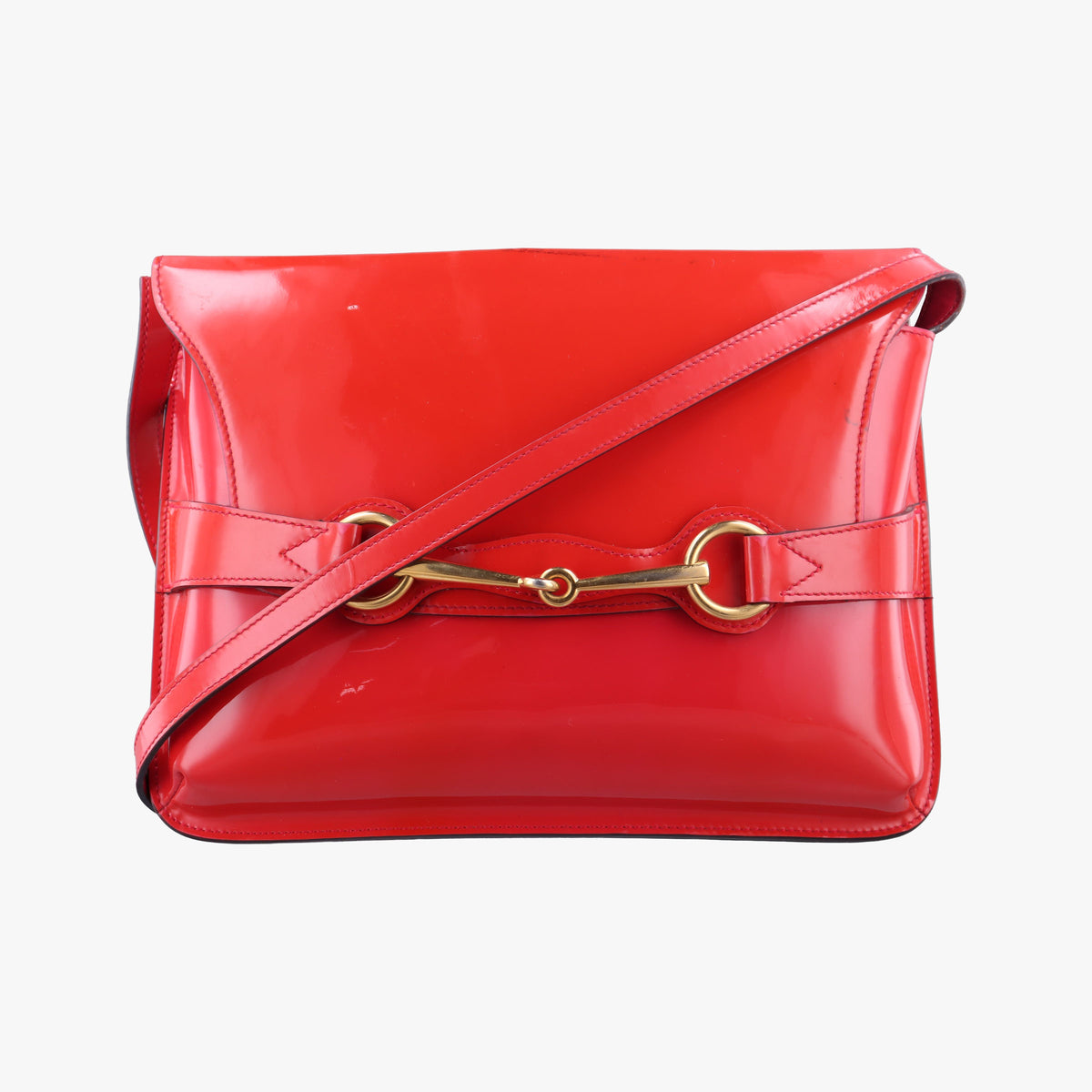 Pre-owned Gucci Bright Bit Red Patent Leather 317636 shoulderbag | stylenewstar