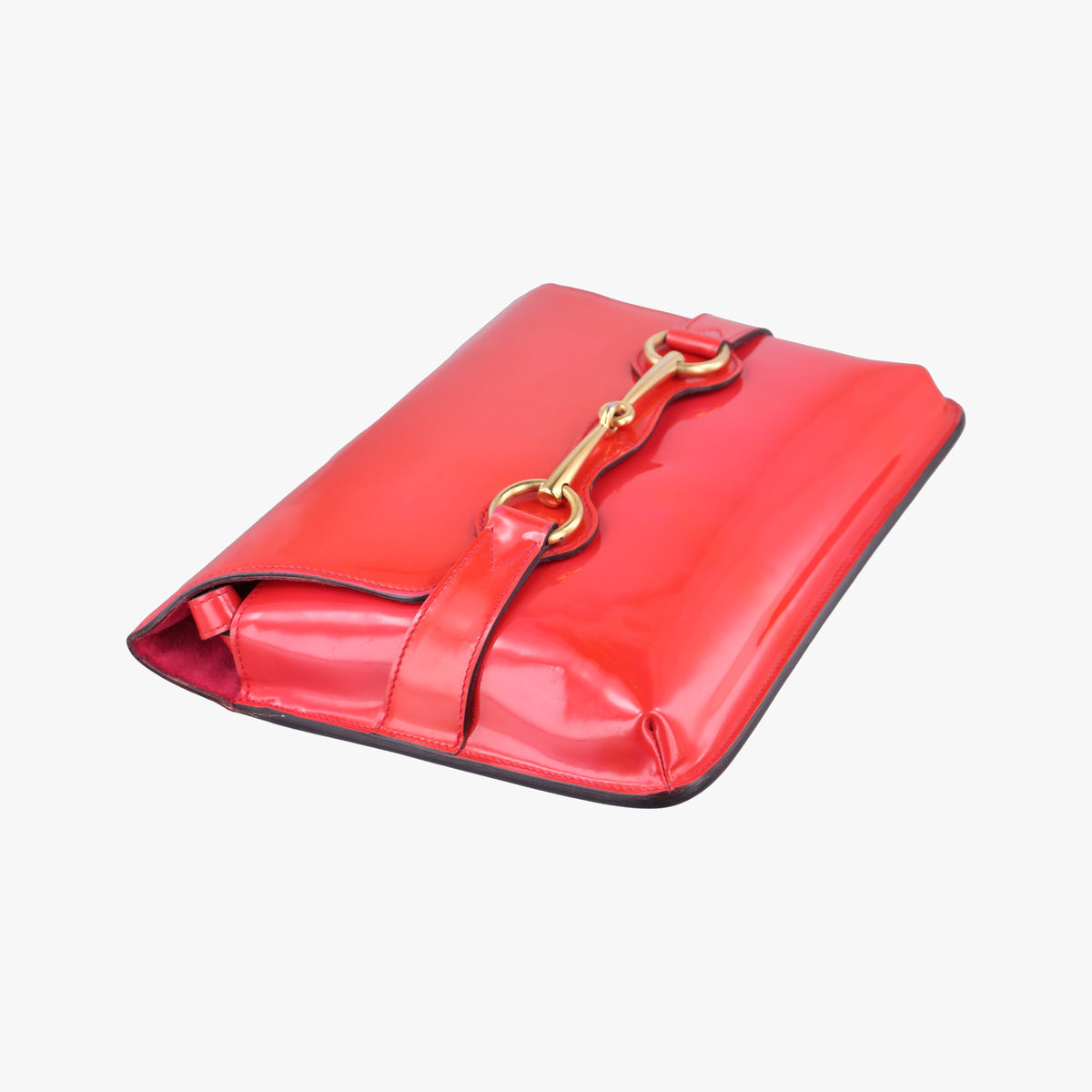 Pre-owned Gucci Bright Bit Red Patent Leather 317636 shoulderbag | stylenewstar