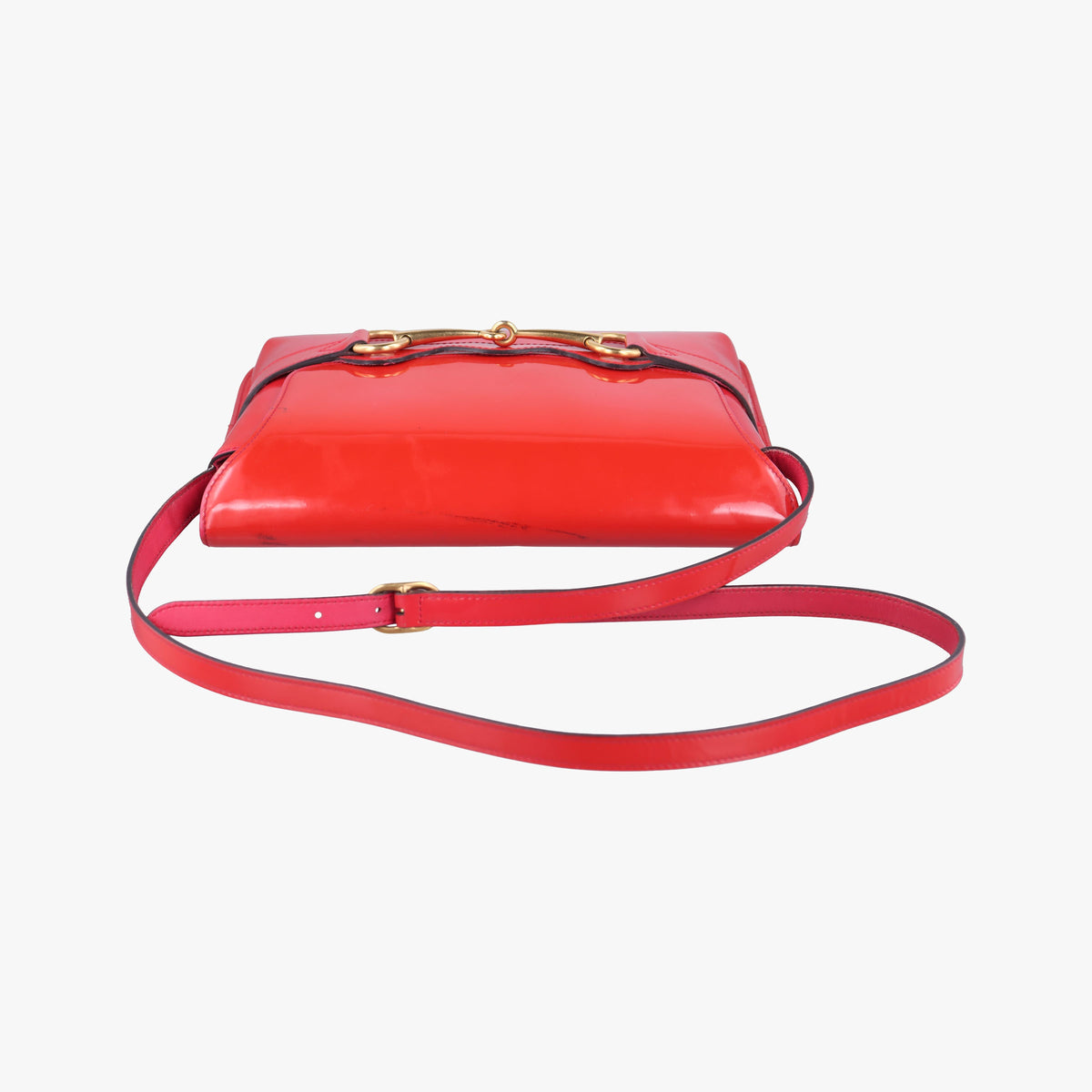 Pre-owned Gucci Bright Bit Red Patent Leather 317636 shoulderbag | stylenewstar