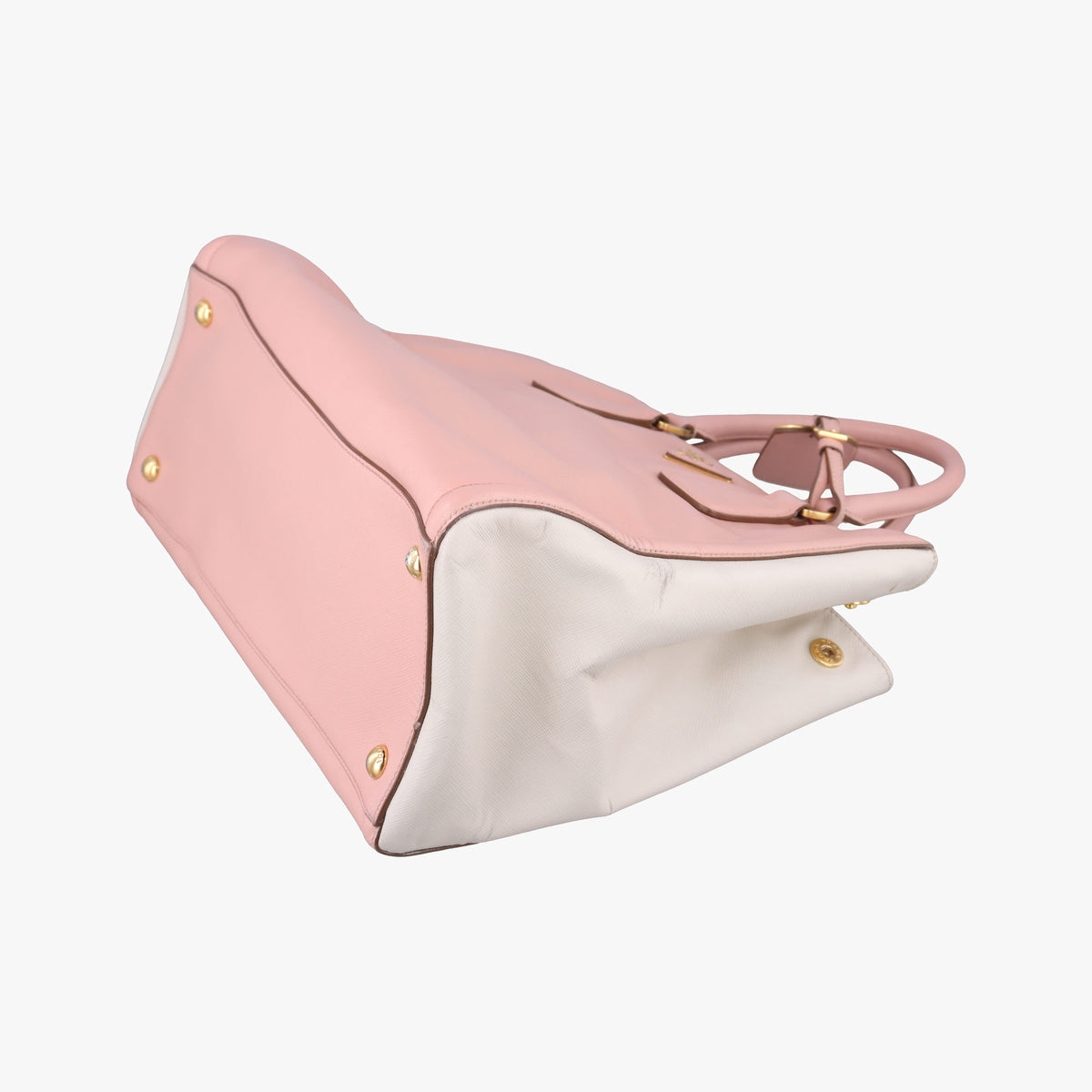 Pre-owned Prada Galleria Pink×White SAFFIANO Leather BN2438 shoulderbag | stylenewstar