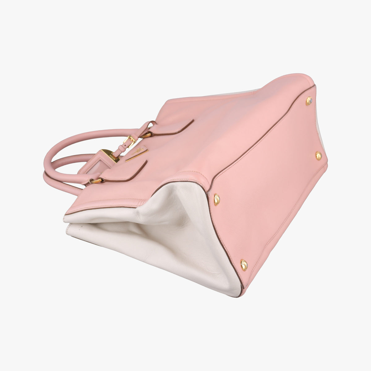 Pre-owned Prada Galleria Pink×White SAFFIANO Leather BN2438 shoulderbag | stylenewstar