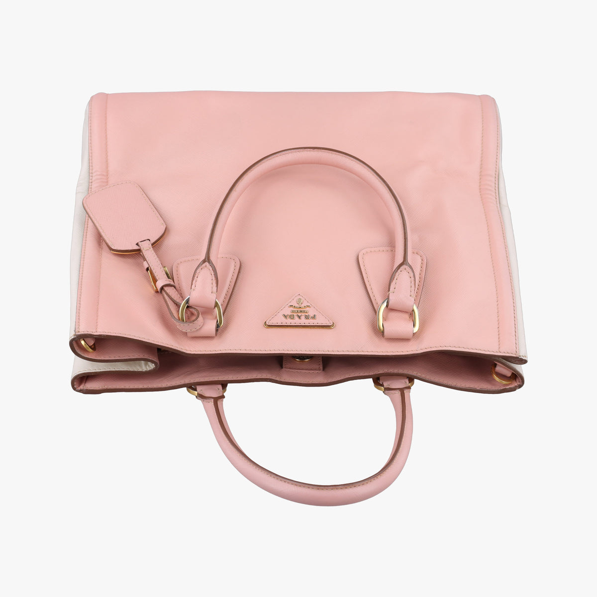 Pre-owned Prada Galleria Pink×White SAFFIANO Leather BN2438 shoulderbag | stylenewstar
