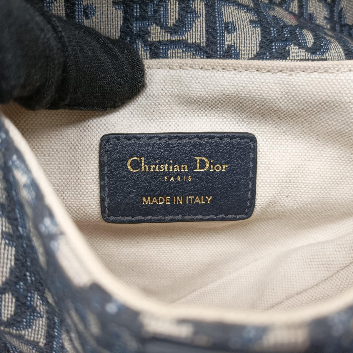 Secondhand Christian Dior Saddle Navy Jacquard × Leather  handbag | stylenewstar