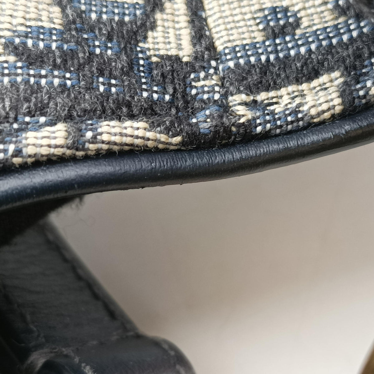 Secondhand Christian Dior Saddle Navy Jacquard × Leather  handbag | stylenewstar