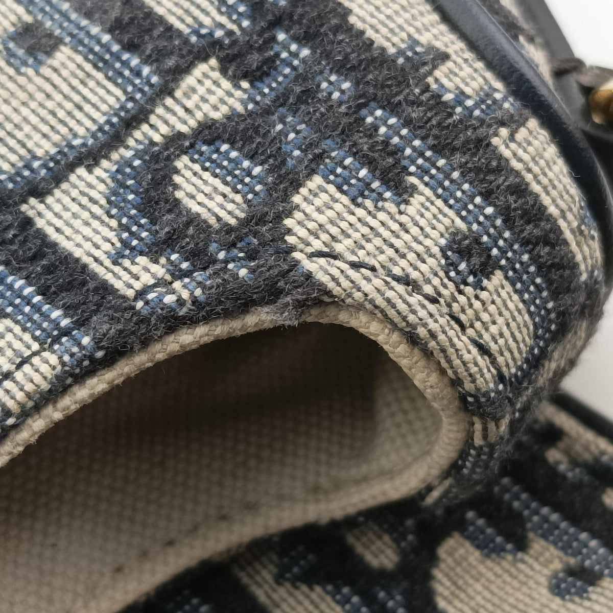 Secondhand Christian Dior Saddle Navy Jacquard × Leather  handbag | stylenewstar