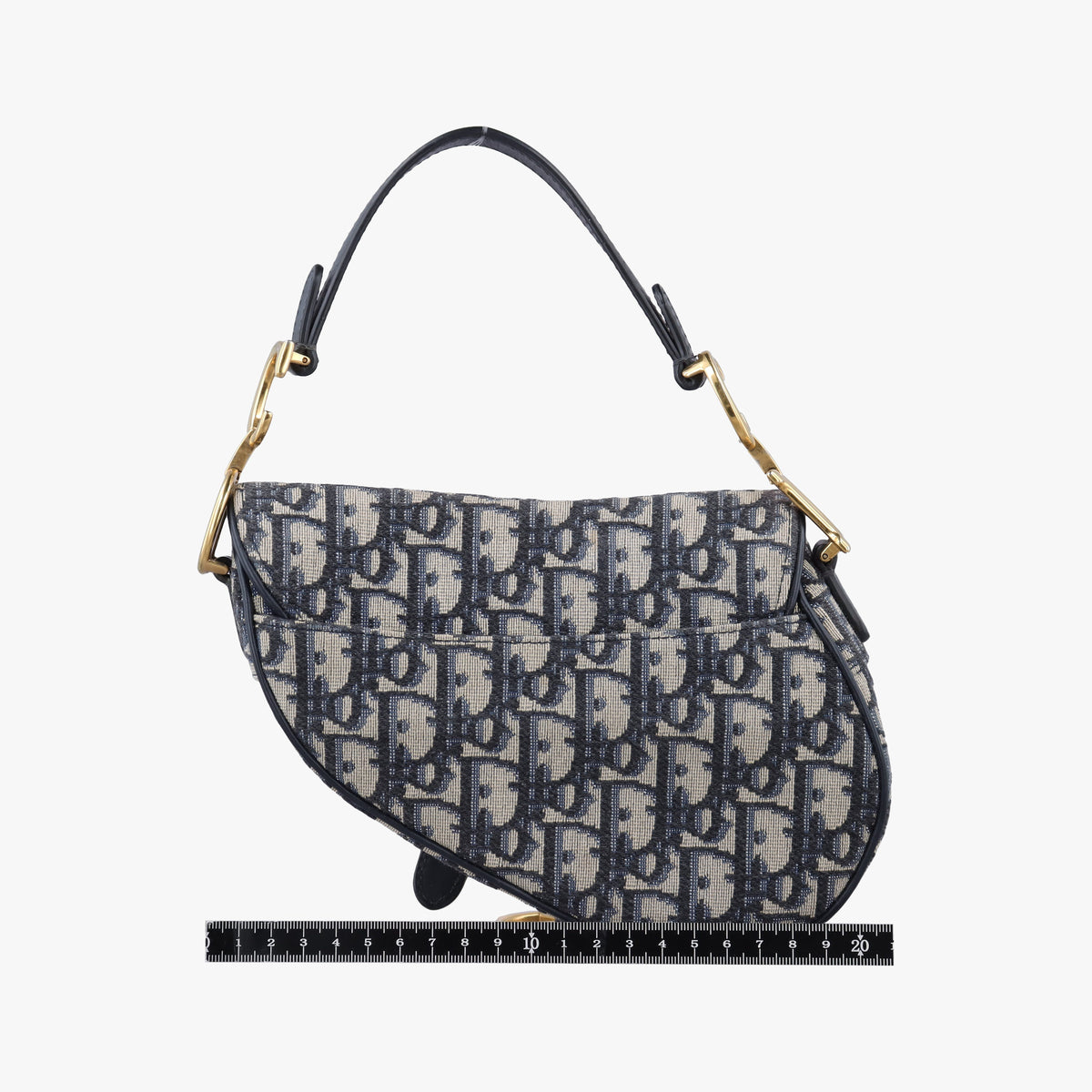 Secondhand Christian Dior Saddle Navy Jacquard × Leather  handbag | stylenewstar