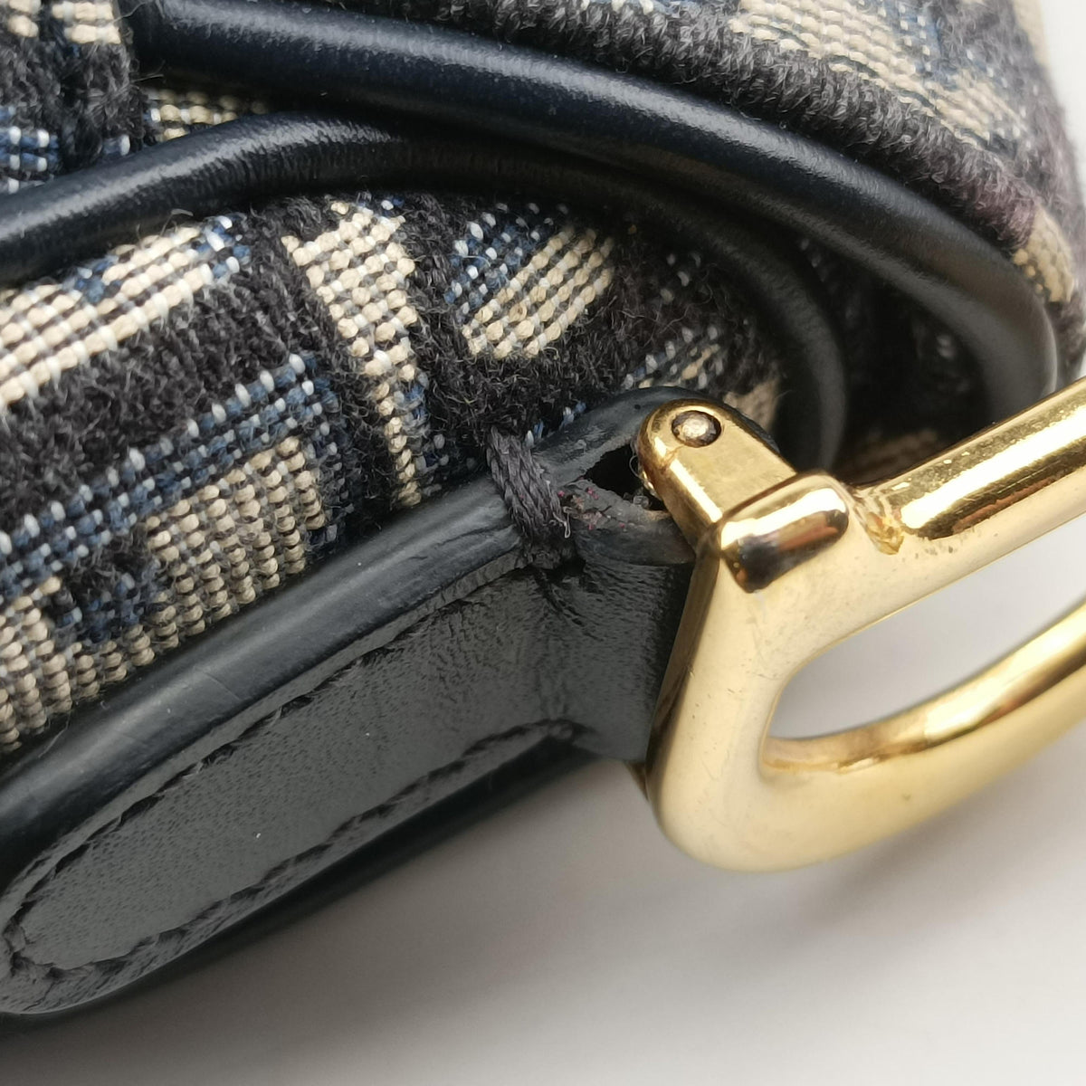 Secondhand Christian Dior Saddle Navy Jacquard × Leather  handbag | stylenewstar