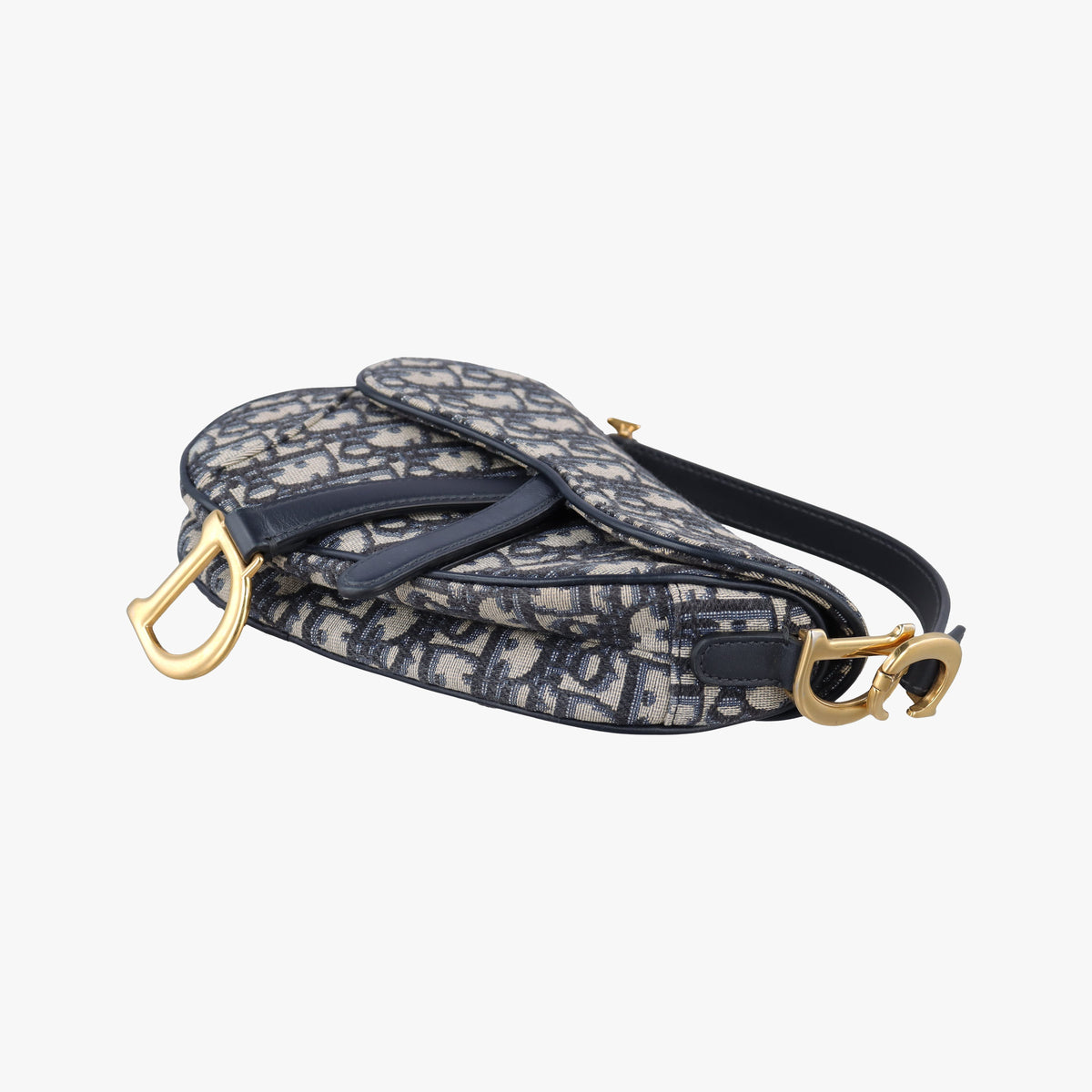 Secondhand Christian Dior Saddle Navy Jacquard × Leather  handbag | stylenewstar